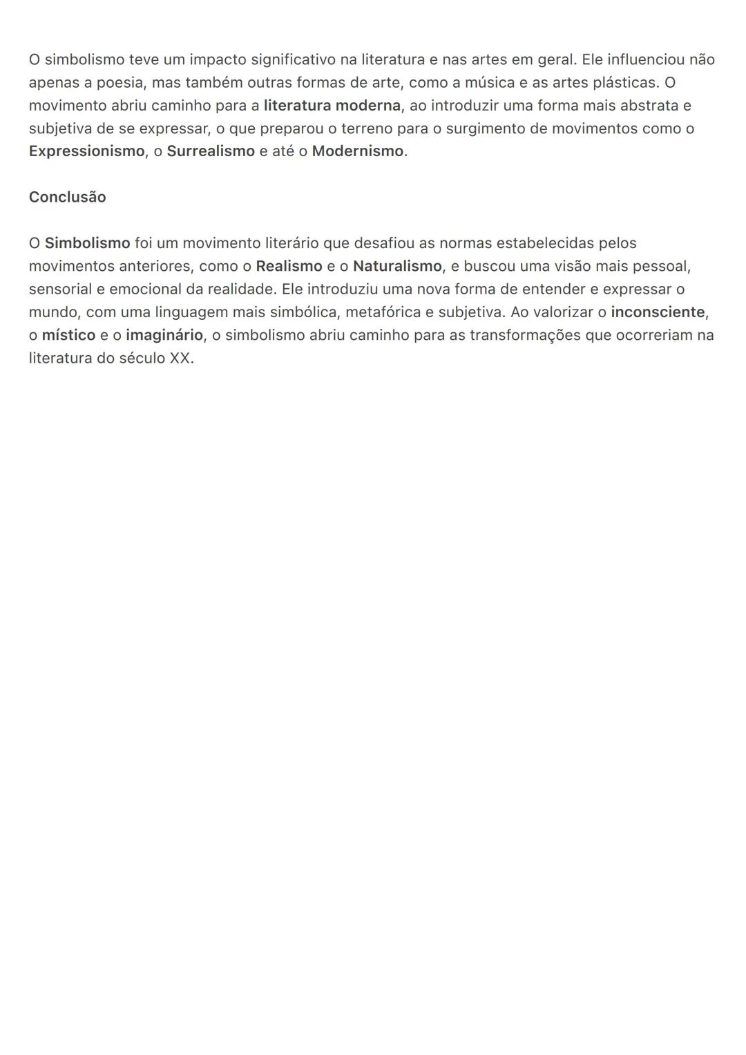 # Simbolismo
O Simbolismo foi um movimento artístico e literário que surgiu no final do século XIX, como uma
reação ao Realismo e ao Positi