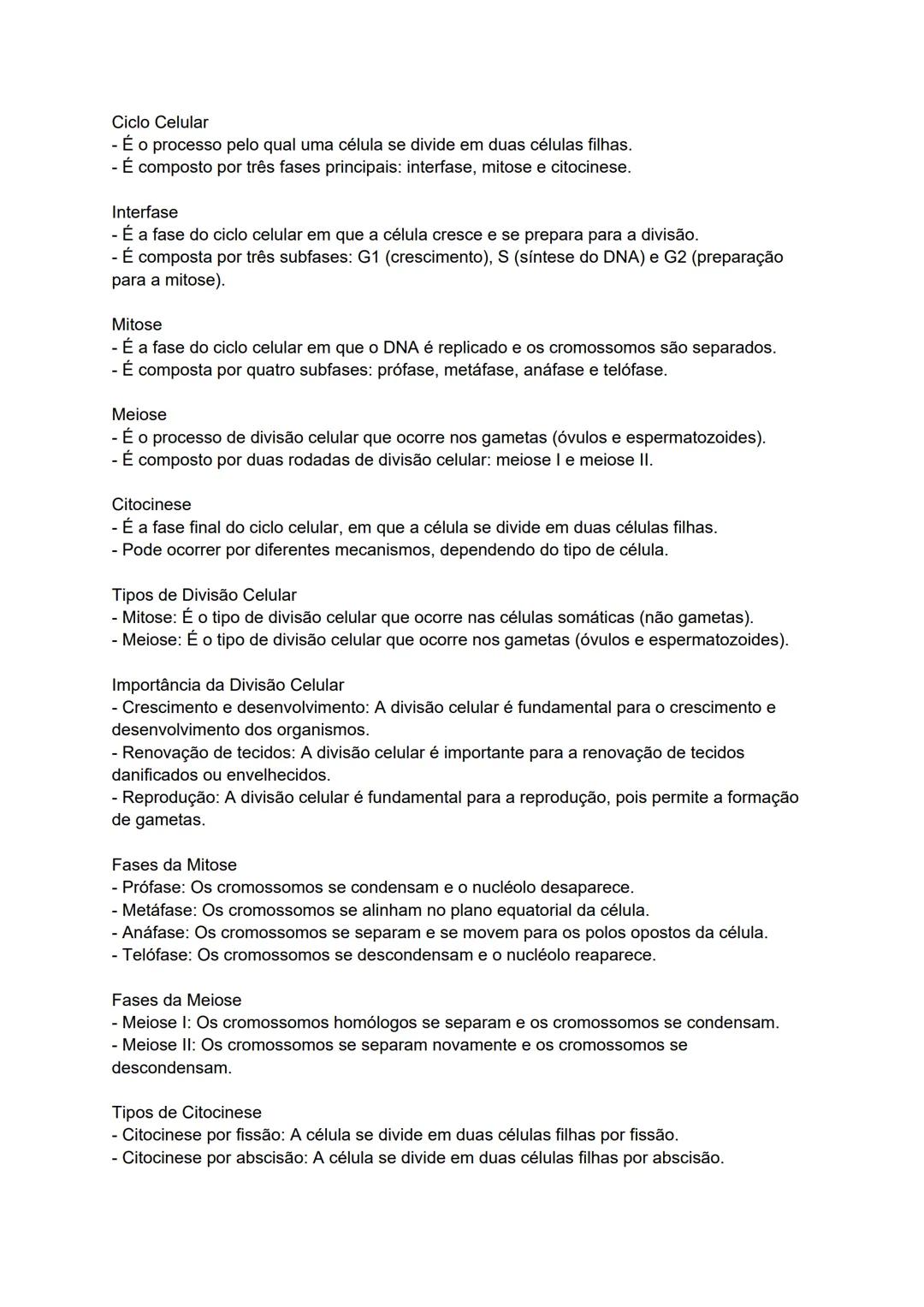 --- OCR Start ---
Ciclo Celular
- É o processo pelo qual uma célula se divide em duas células filhas.
- É composto por três fases principais