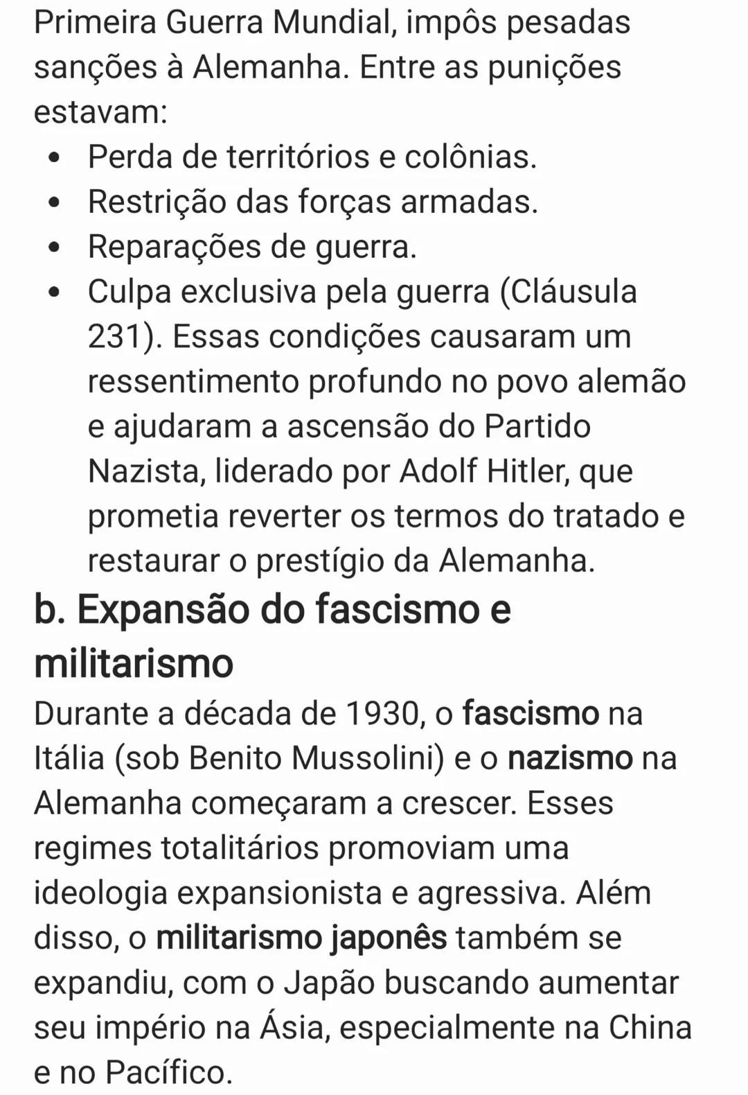 A Segunda Guerra Mundial (1939-1945) foi o
conflito militar mais amplo e devastador da
história, envolvendo a maioria das grandes
potências