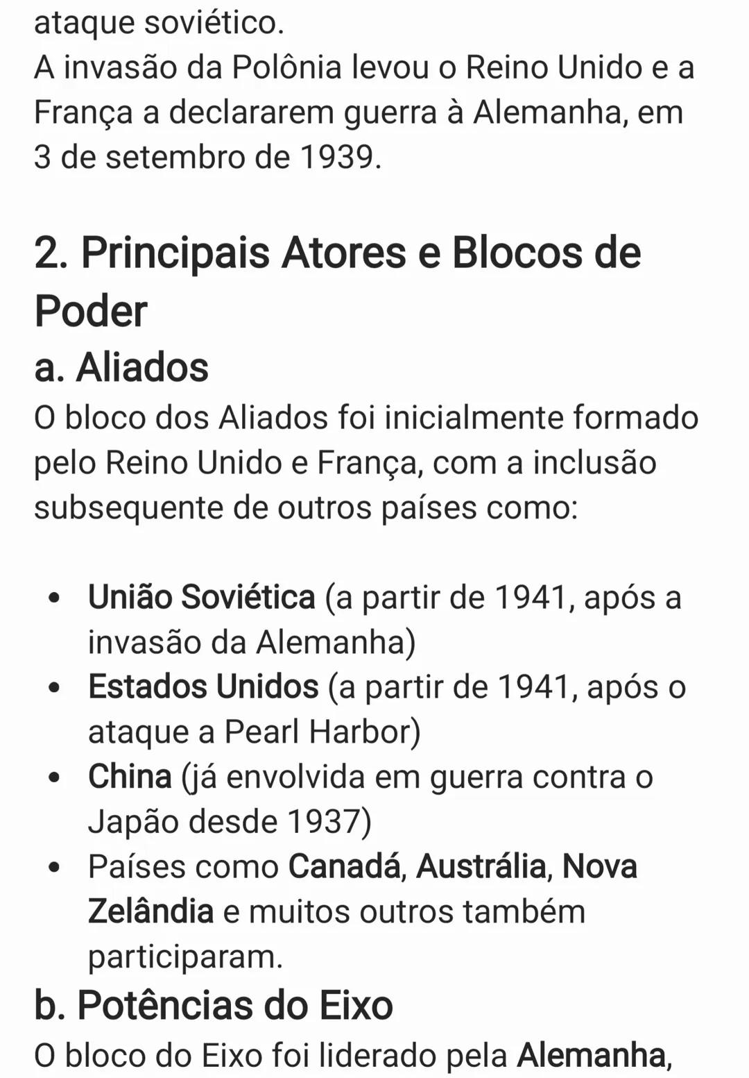 A Segunda Guerra Mundial (1939-1945) foi o
conflito militar mais amplo e devastador da
história, envolvendo a maioria das grandes
potências