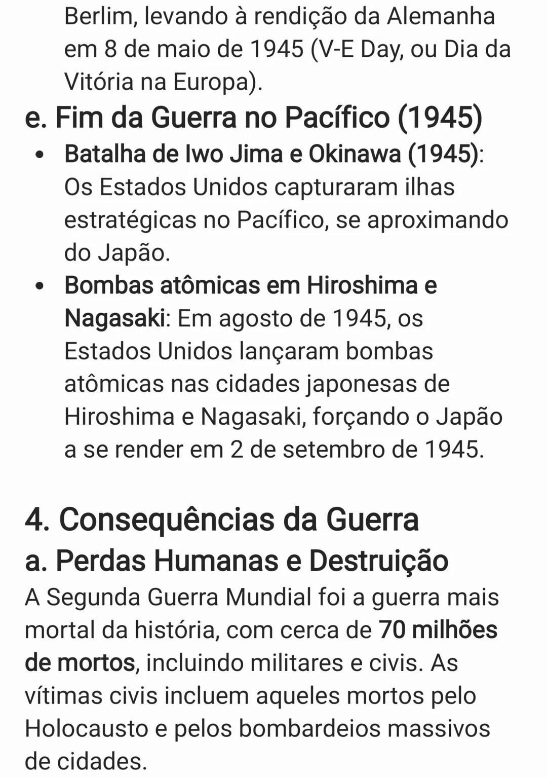 A Segunda Guerra Mundial (1939-1945) foi o
conflito militar mais amplo e devastador da
história, envolvendo a maioria das grandes
potências