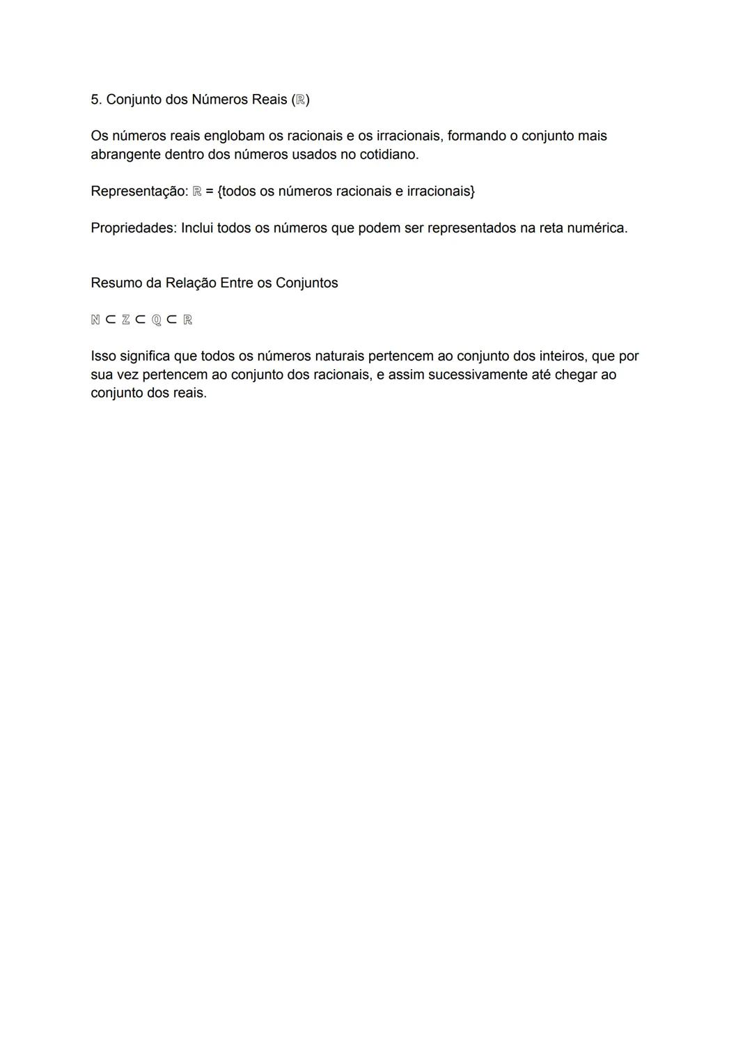 # Conjuntos Numéricos
Os conjuntos numéricos são categorias de números que possuem propriedades específicas.
Eles são fundamentais para o e