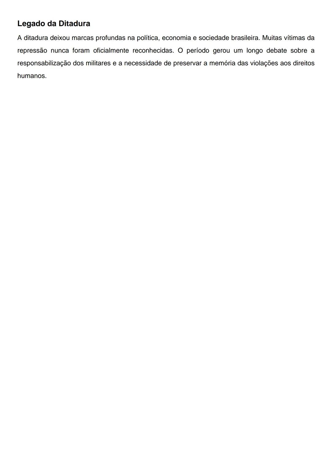 # Ditadura Militar no Brasil (1964-1985)
## Golpe de 1964
O golpe militar de 31 de março de 1964 derrubou o presidente João Goulart sob a