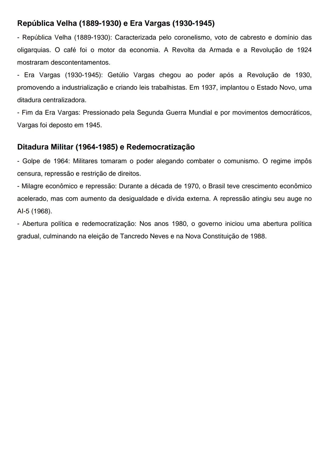 # Resumos de Historia do Brasil para o ENEM
Período Pré-Colonial e Colonial (1500-1822)
- Descobrimento e primeiros contatos: O Brasil foi