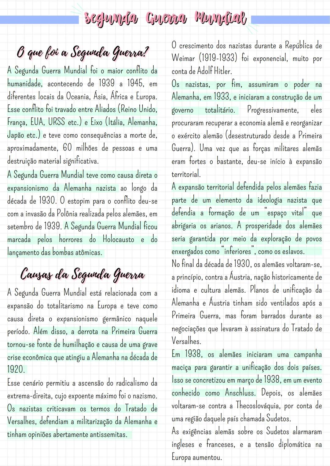 # Segunda Guerra Mundial
## O que foi a Segunda Guerra?
A Segunda Guerra Mundial foi o maior conflito da
humanidade, acontecendo de 1939 a