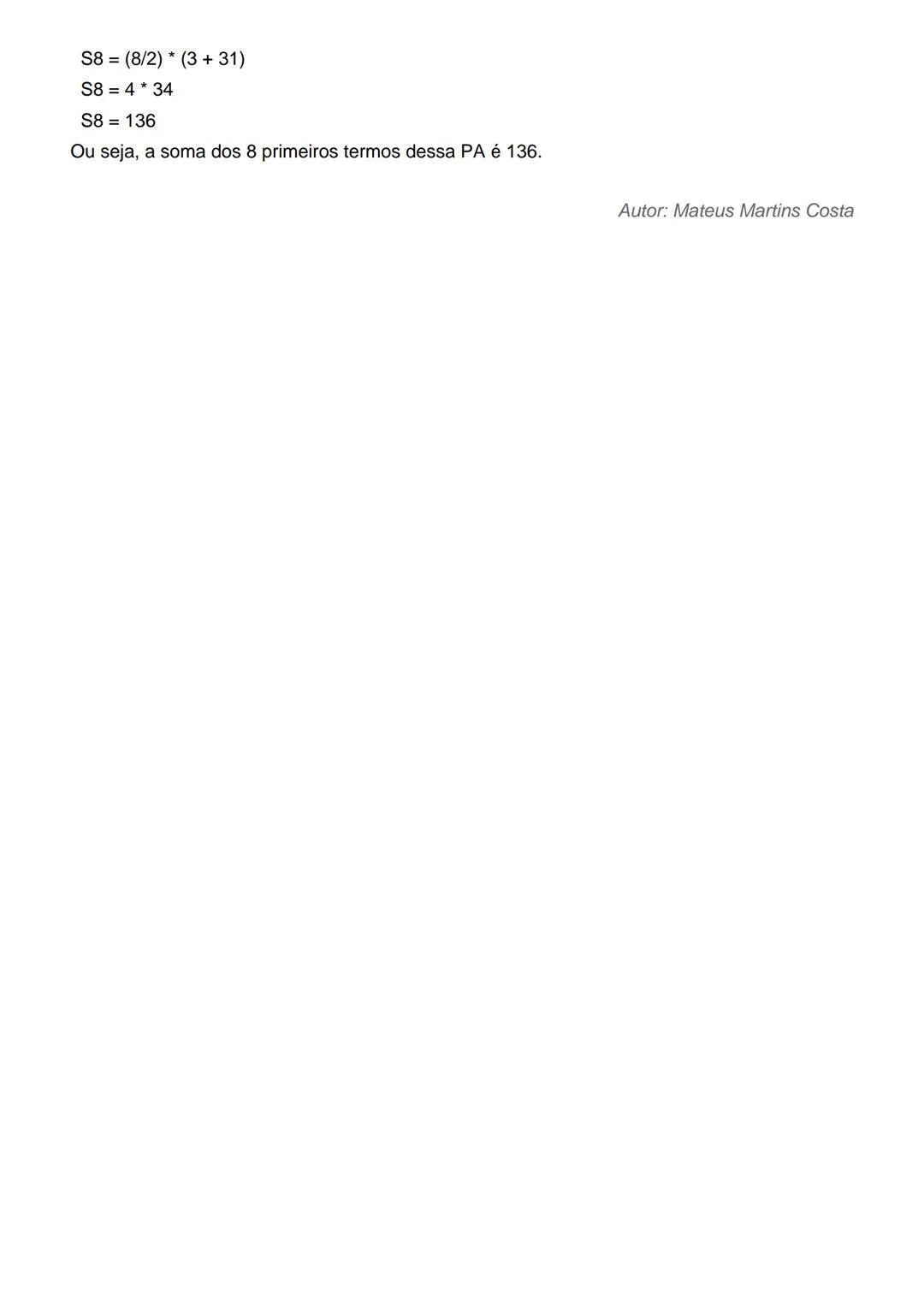 # Matemática - Progressão Aritmética (PA)
O que é uma Progressão Aritmética?
Uma Progressão Aritmética (PA) é uma sequência numérica em que