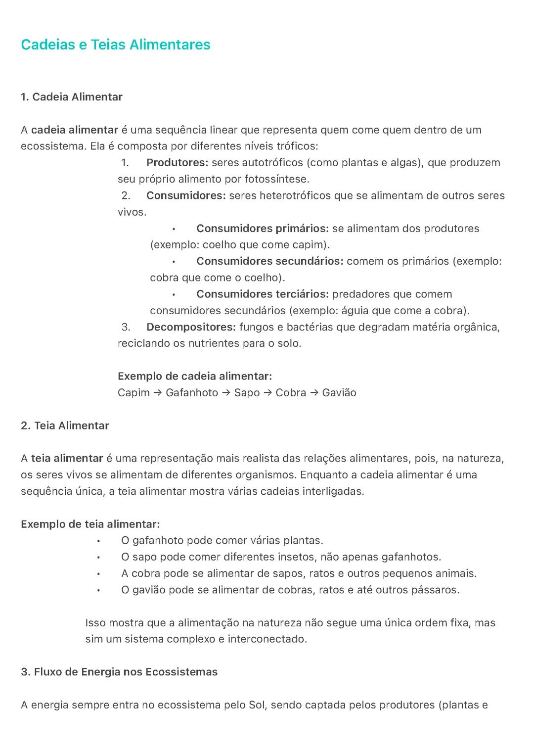 Cadeias e Teias alimentares