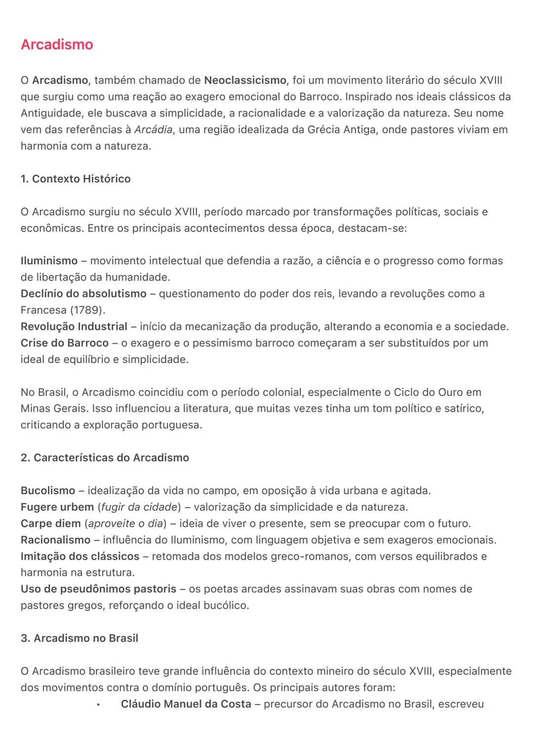 # Arcadismo
O Arcadismo, também chamado de Neoclassicismo, foi um movimento literário do século XVIII
que surgiu como uma reação ao exagero