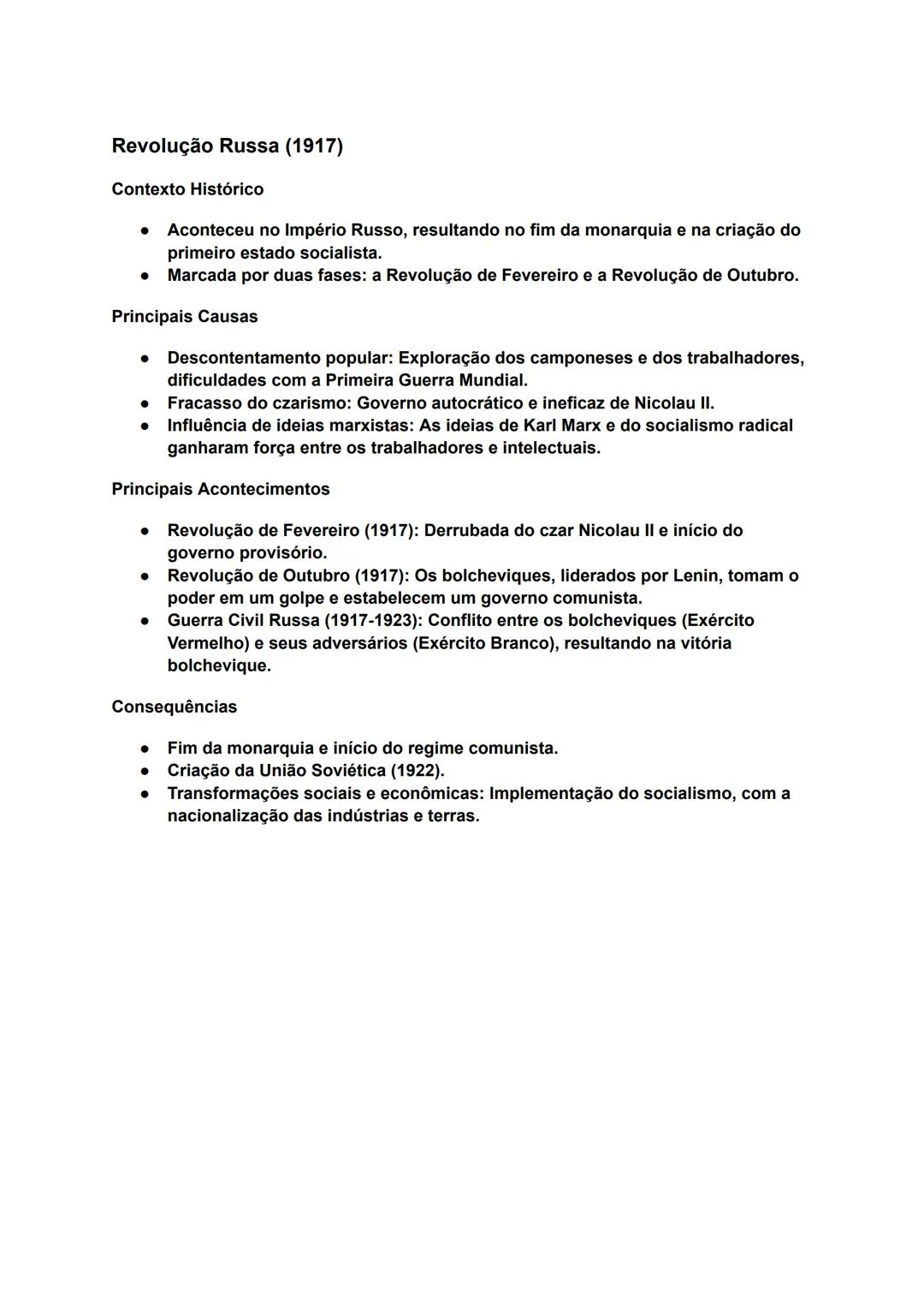 # Revolução Russa (1917)
Contexto Histórico
- Aconteceu no Império Russo, resultando no fim da monarquia e na criação do
primeiro estado s