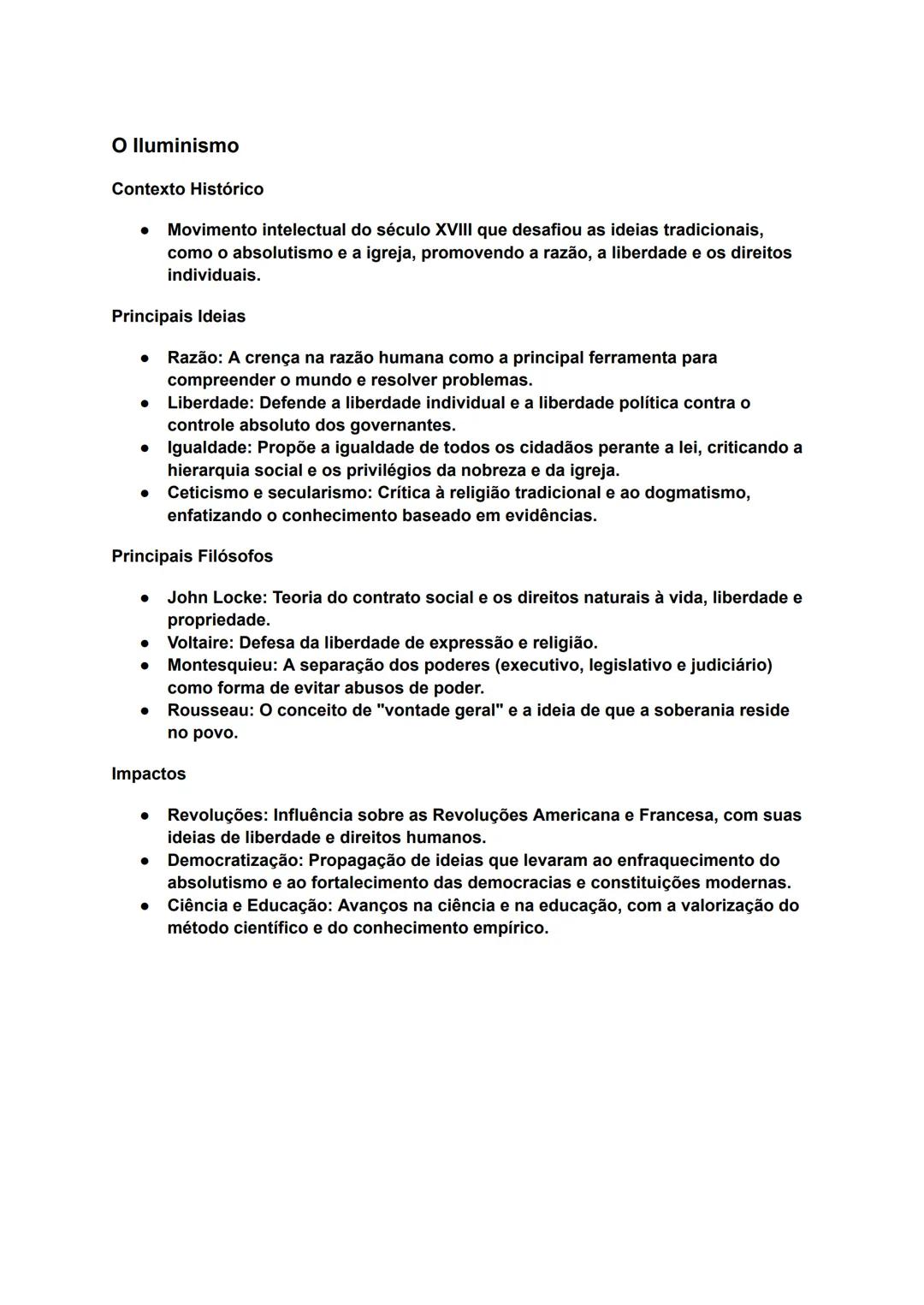 # O Iluminismo
Contexto Histórico
* Movimento intelectual do século XVIII que desafiou as ideias tradicionais,
como o absolutismo e