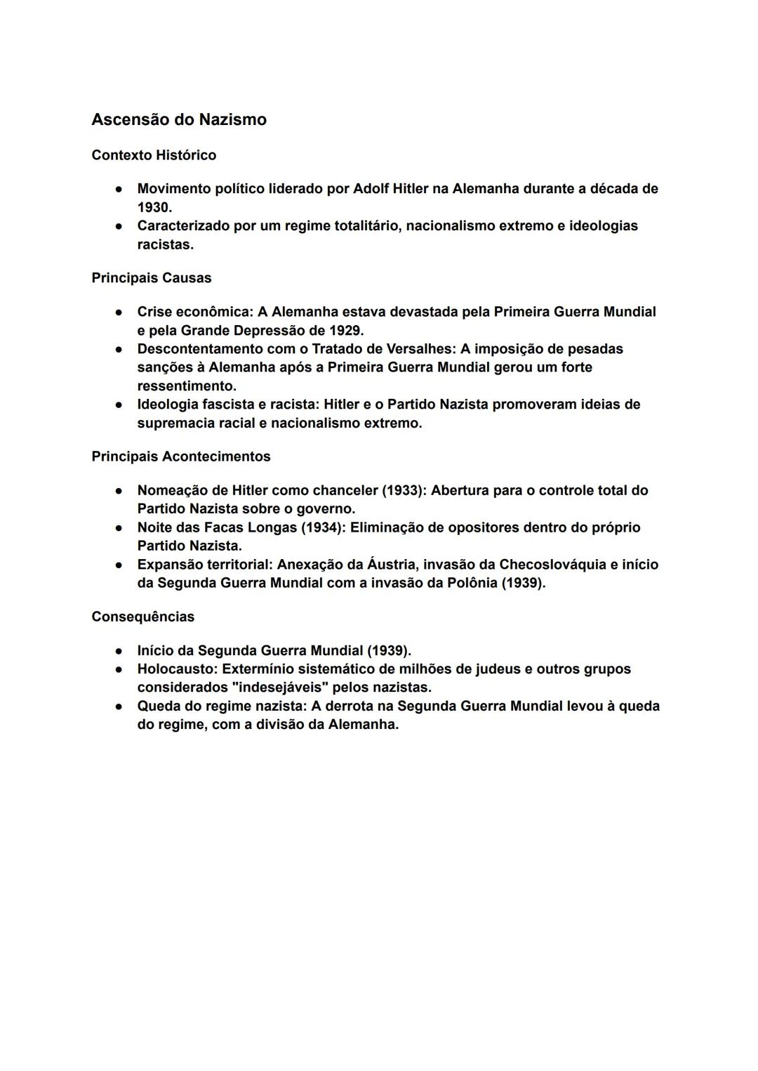 # Ascensão do Nazismo
Contexto Histórico
* Movimento político liderado por Adolf Hitler na Alemanha durante a década de
1930.
* Ca