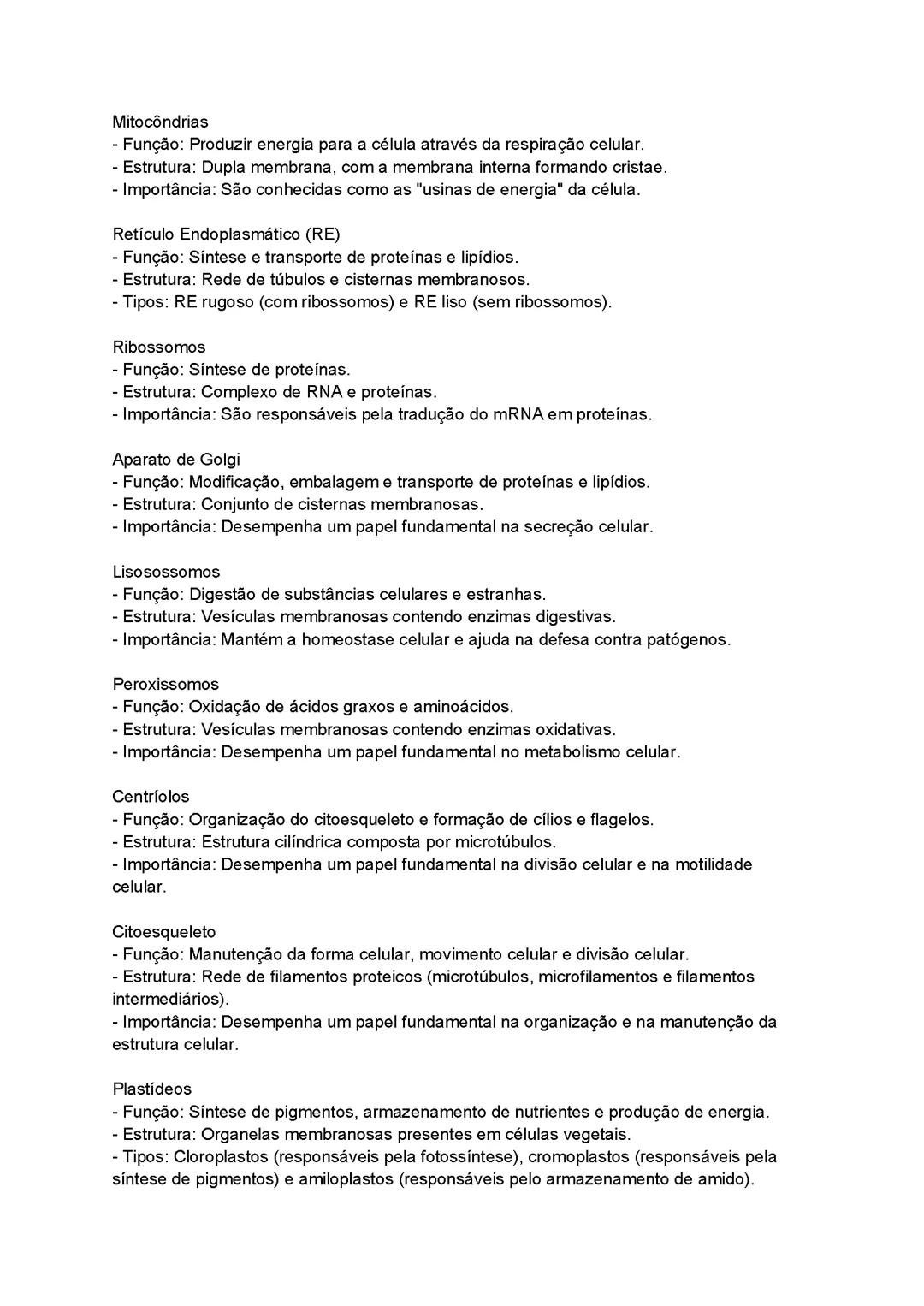 Organelas Citoplasmáticas