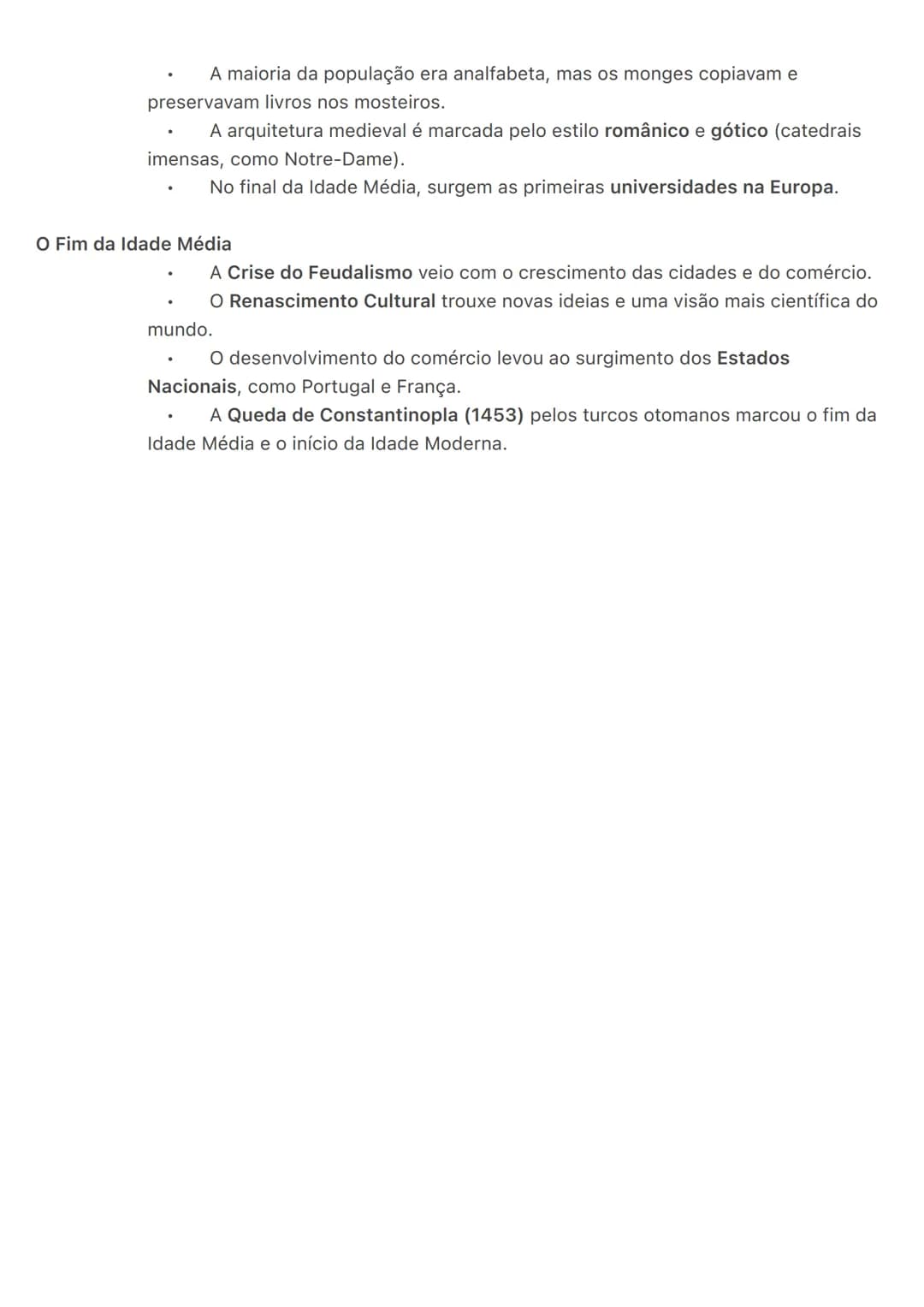 # Idade Média (476 - 1453)
A Idade Média começou com a queda do Império Romano do Ocidente em 476 e terminou com a
queda de Constantinopla