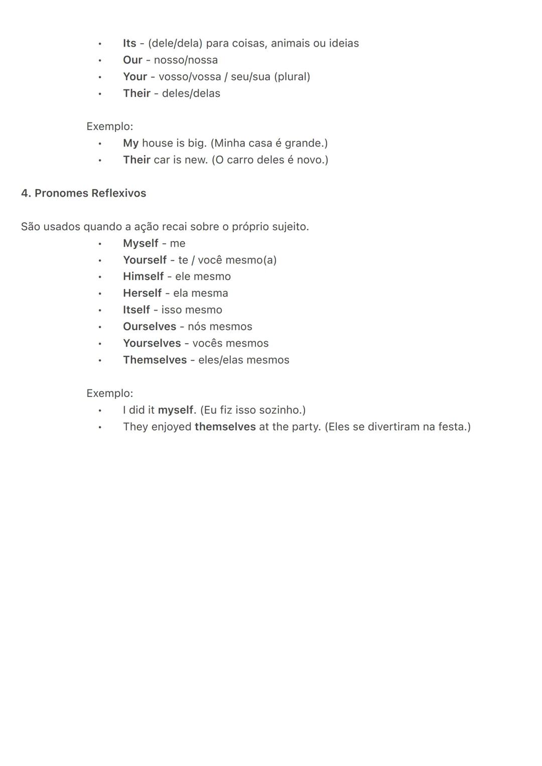 # Pronomes pessoais em inglês
1. Pronomes Pessoais Subjetivos
São usados como sujeitos da frase (quem faz a ação).
* I-eu
* You - voc