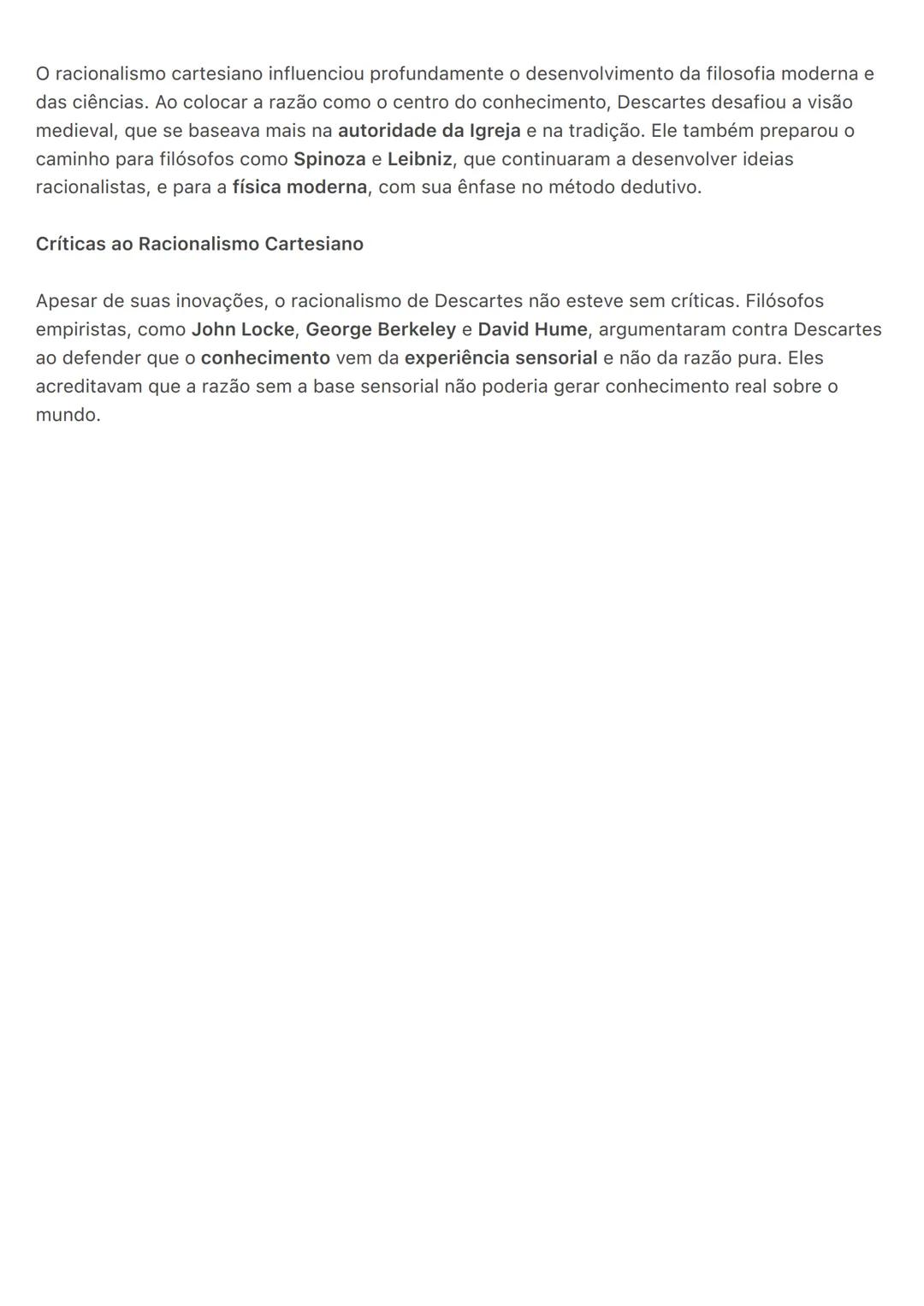 # O Racionalismo de Descartes
René Descartes, filósofo francês do século XVII, é amplamente reconhecido como um dos
fundadores da filosofia