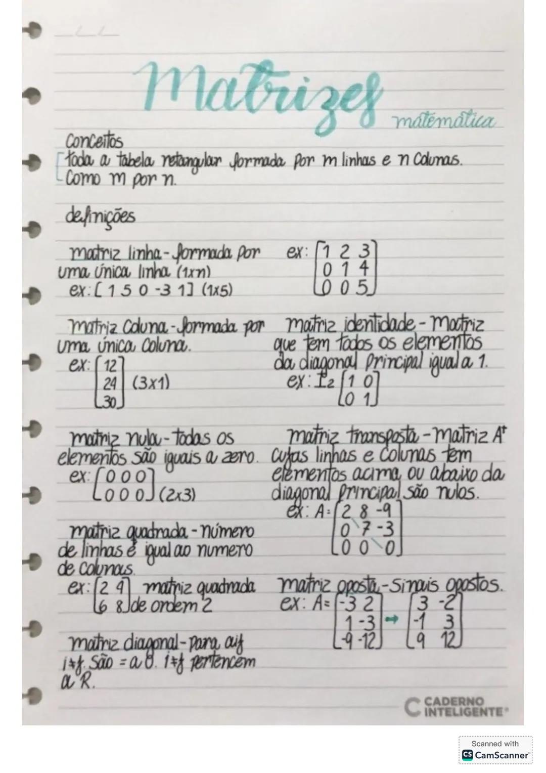 Conceitos
# Matrizes $\text{matematica}$
- toda a tabela retangular formada por m linhas e n Colunas.
- Como m por n.
definições
matriz lin