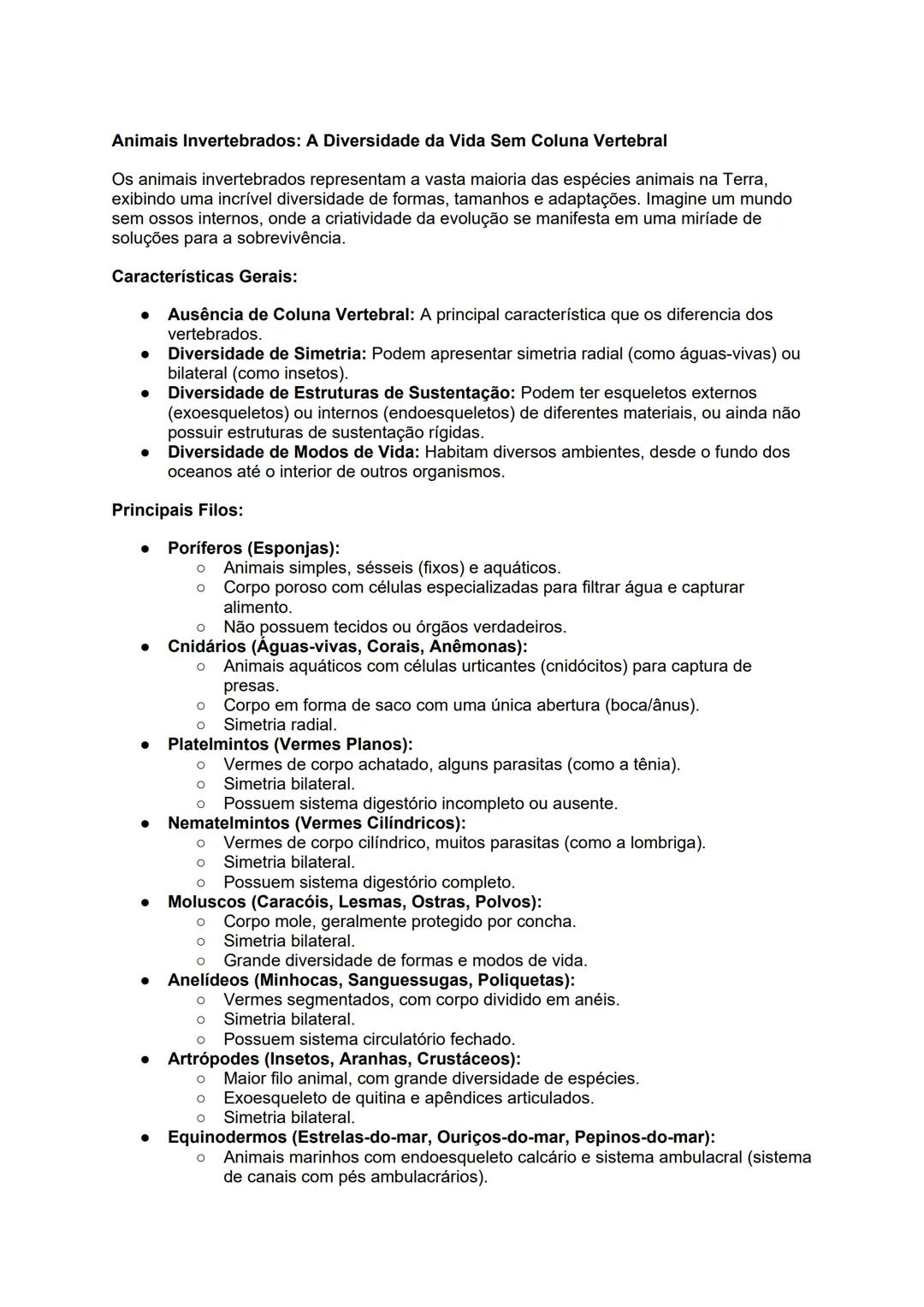 Animais Invertebrados