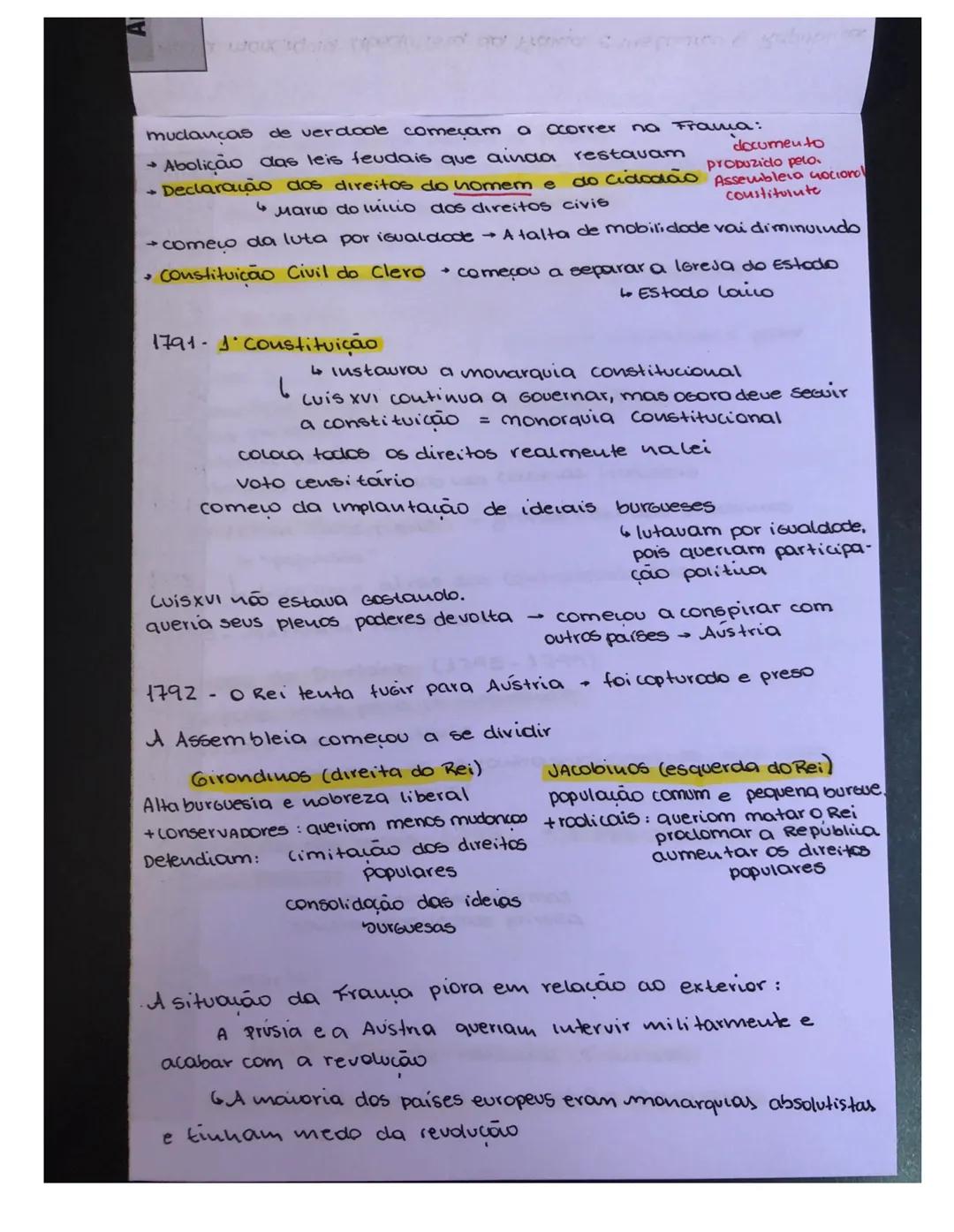 # Reudução Francesa 1789-1799
* Tirou a monarquia absolutista da França e lustourou a República
* Liberdade, igualdade e fraternidode