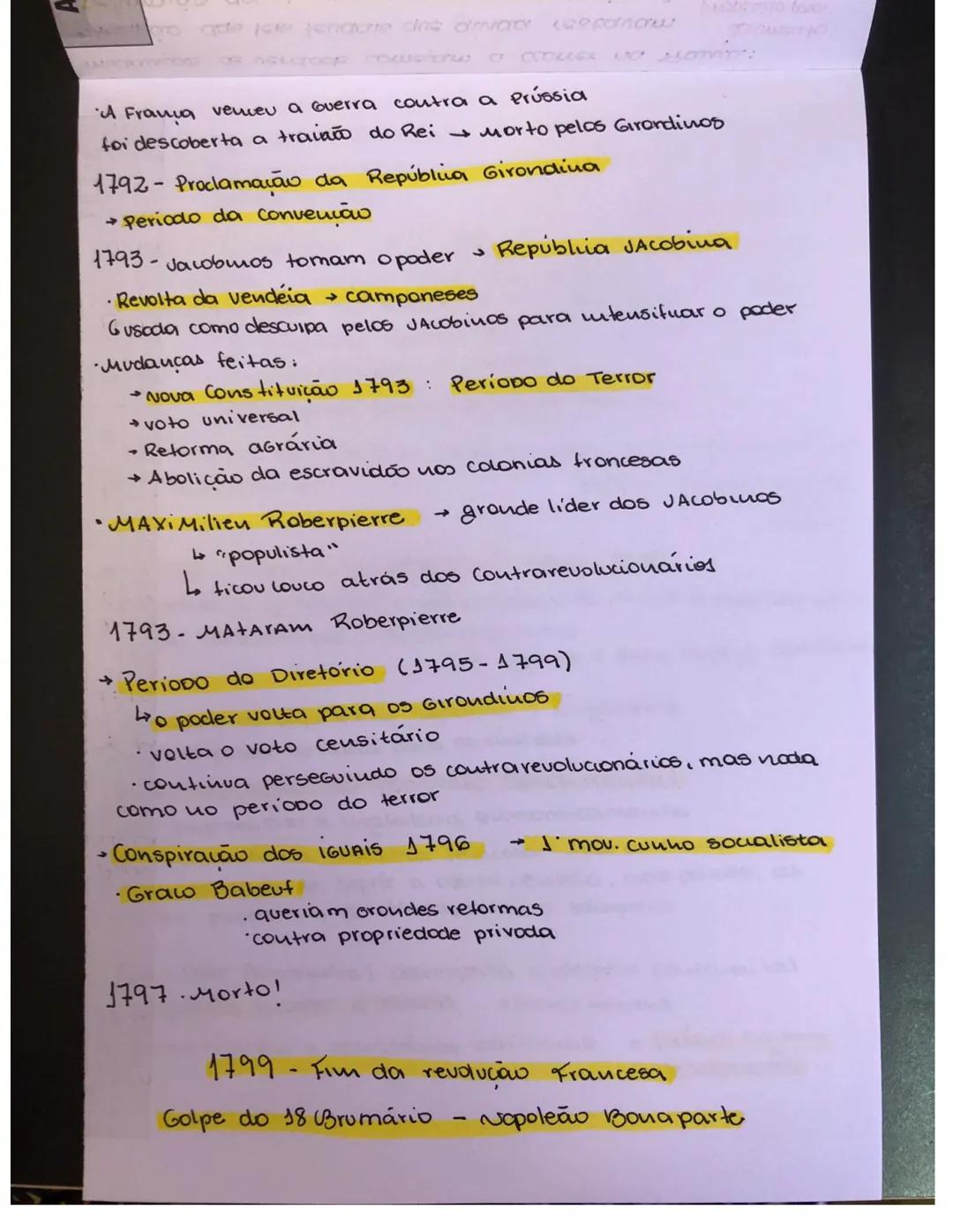 # Reudução Francesa 1789-1799
* Tirou a monarquia absolutista da França e lustourou a República
* Liberdade, igualdade e fraternidode