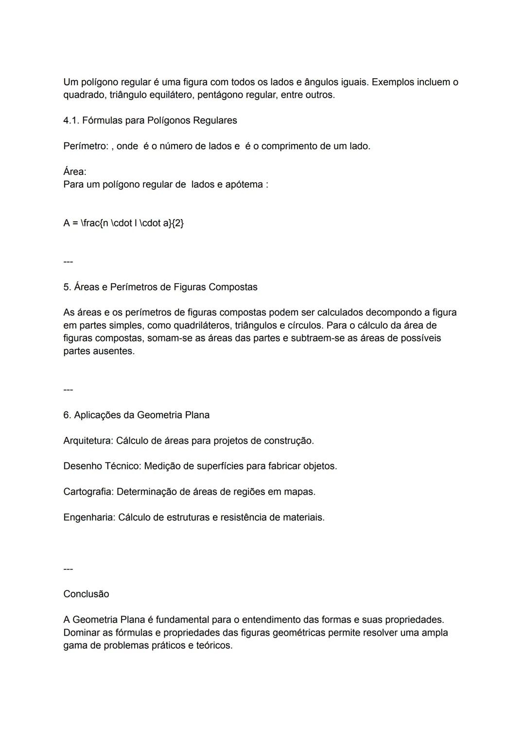# Resumo: Geometria Plana - Figuras e Propriedades
A Geometria Plana estuda as figuras geométricas em um plano bidimensional. Esse ramo
da M