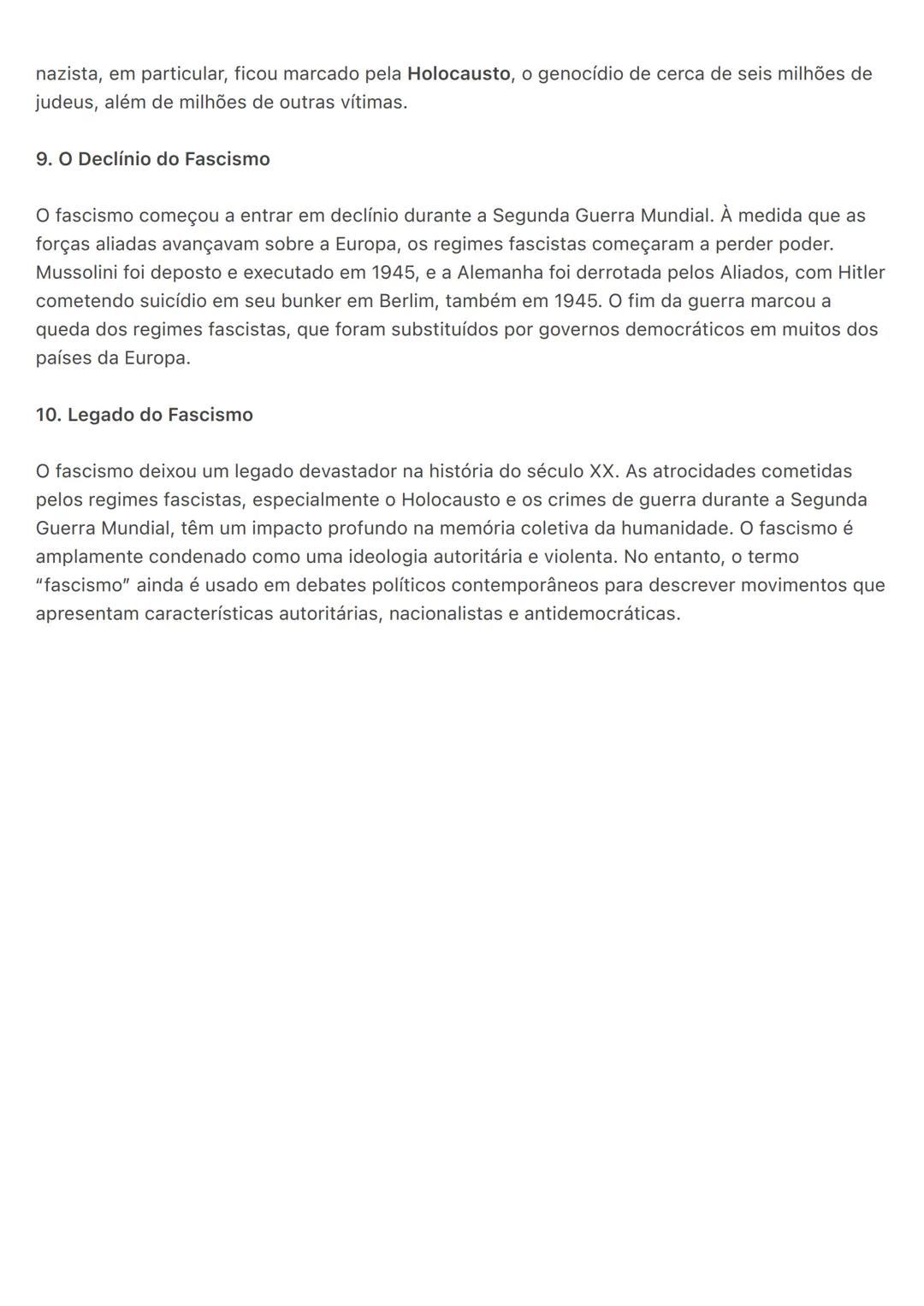 O fascismo é uma ideologia política e movimento autoritário que surgiu no início do século XX,
principalmente na Itália, com Benito Mussoli