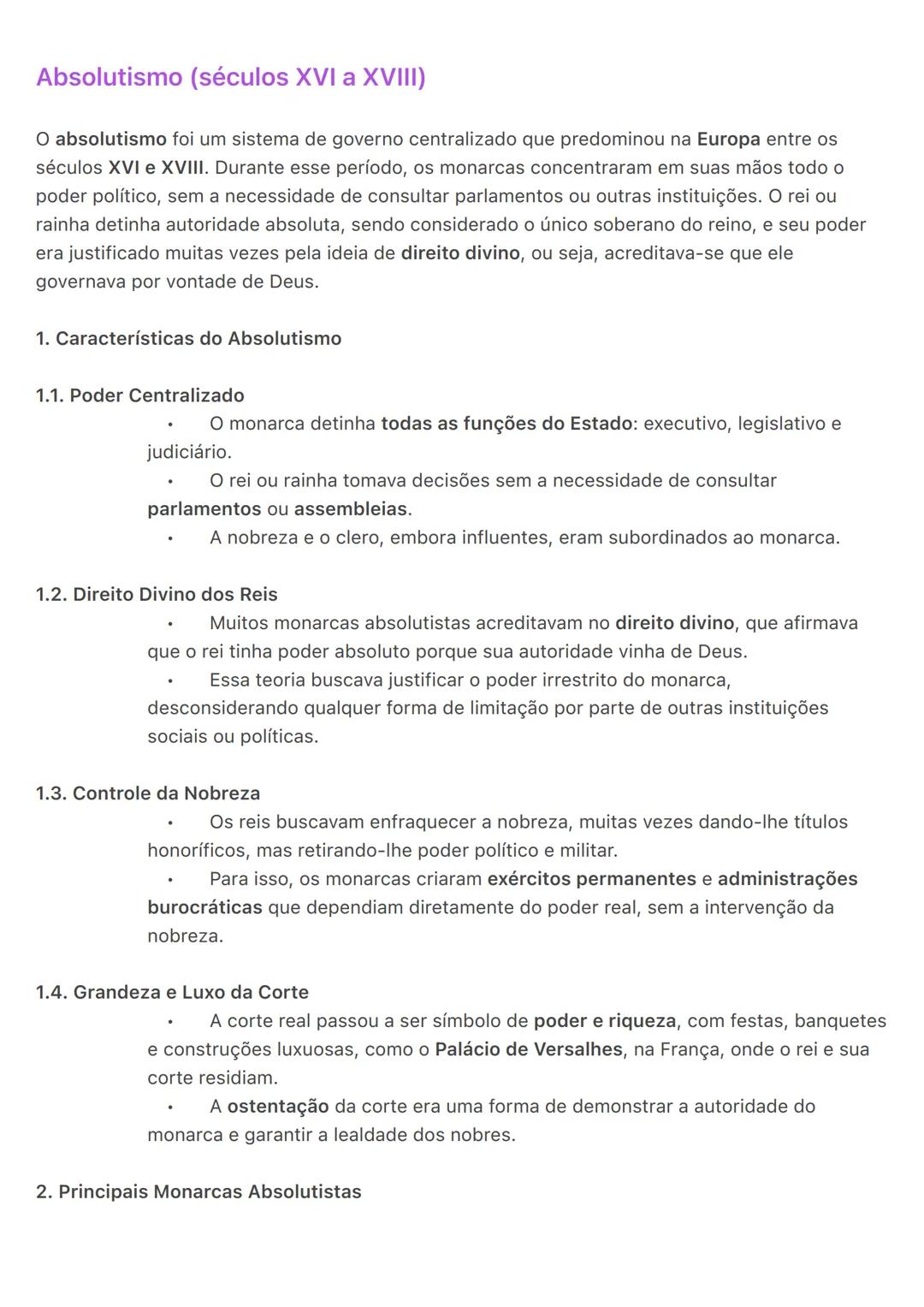 # Absolutismo (séculos XVI a XVIII)
O absolutismo foi um sistema de governo centralizado que predominou na Europa entre os
séculos XVI e XV