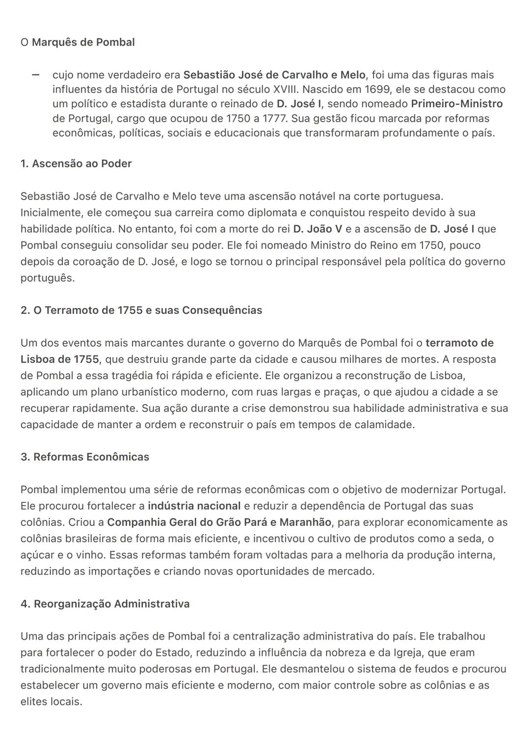 # O Marquês de Pombal
- cujo nome verdadeiro era Sebastião José de Carvalho e Melo, foi uma das figuras mais
influentes da história de Port