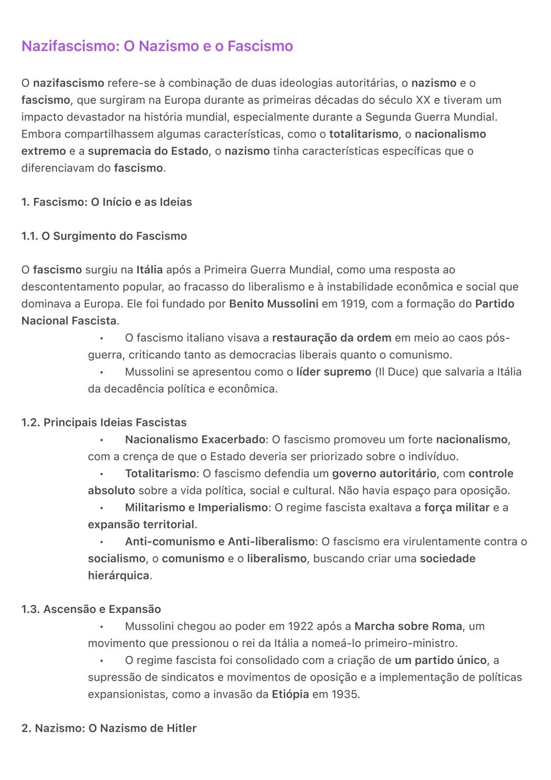 # Nazifascismo: O Nazismo e o Fascismo
O nazifascismo refere-se à combinação de duas ideologias autoritárias, o nazismo e o
fascismo, que s