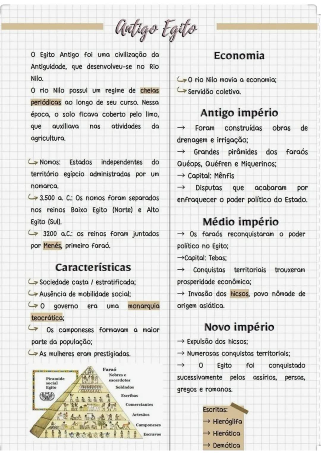 # Antigo Egito
O Egito Antigo foi uma civilização da
Antiguidade, que desenvolveu-se no Rio
Nilo.
O rio Nilo possui um regime de cheias
pe