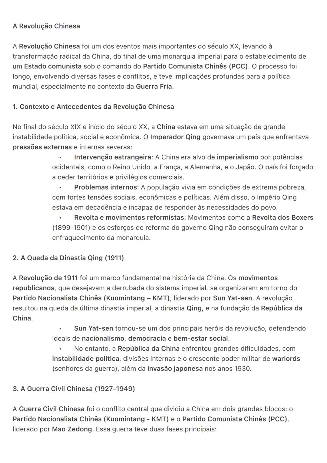 # A Revolução Chinesa
A Revolução Chinesa foi um dos eventos mais importantes do século XX, levando à
transformação radical da China, do fi