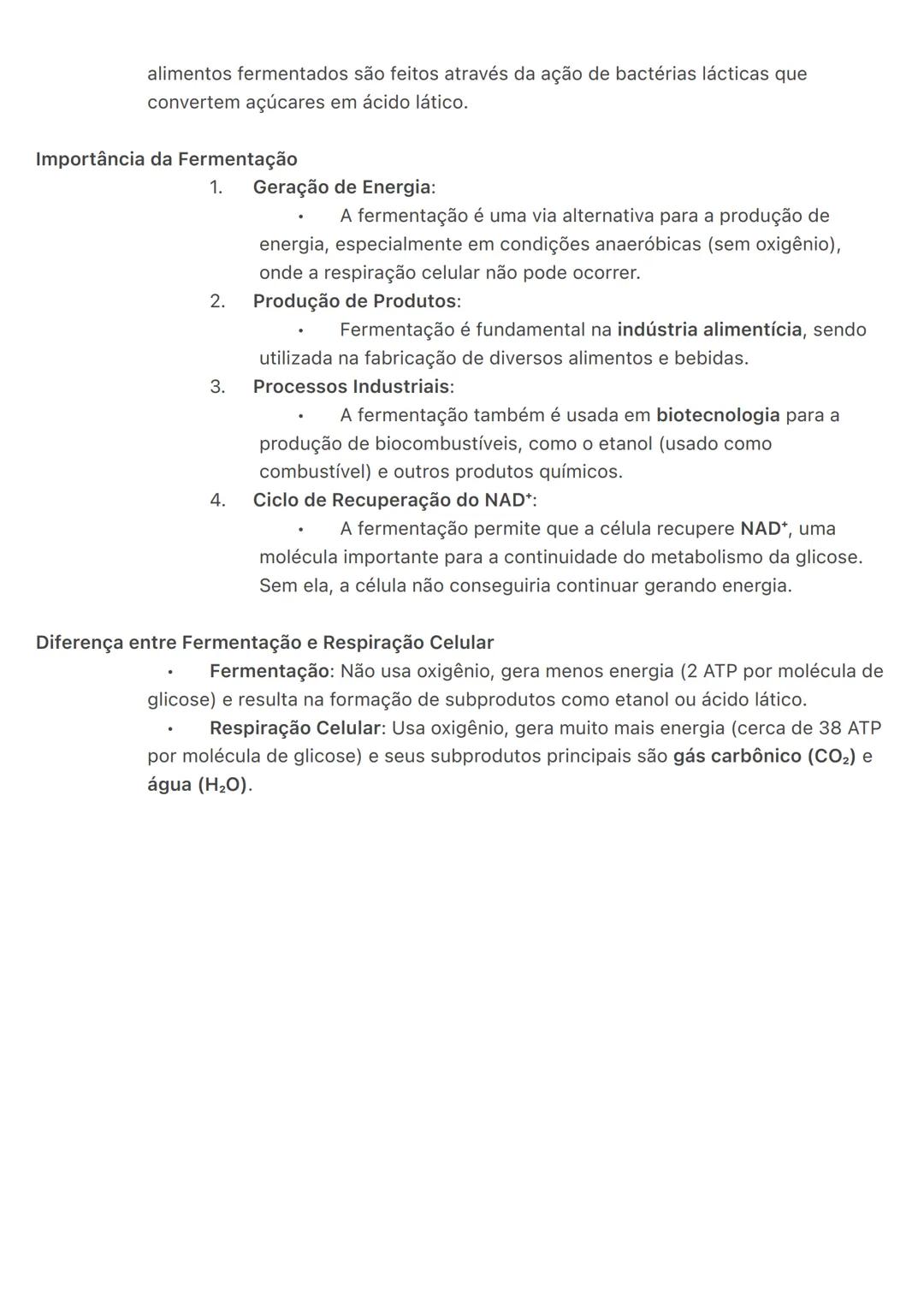 # A fermentação é um processo metabólico em que os organismos convertem açúcares, como a
glicose, em energia, sem a presença de oxigênio. Es