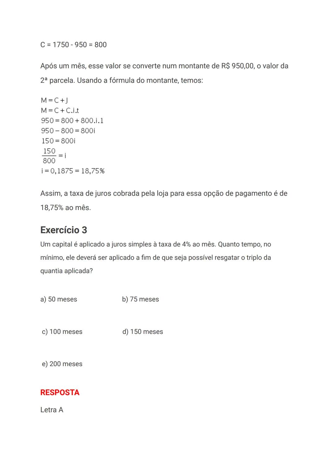 # Exercícios de Juros Simples (com
respostas e comentários)
Os juros simples são correções feitas em um valor aplicado ou devido. Os
juros s