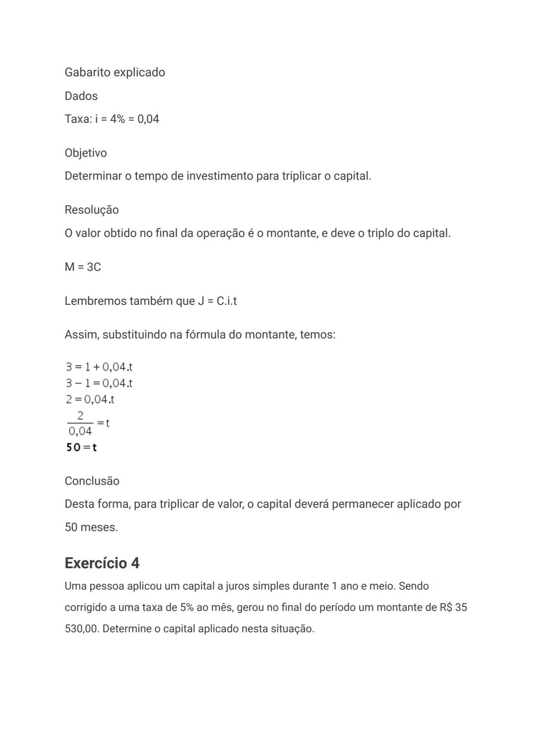 # Exercícios de Juros Simples (com
respostas e comentários)
Os juros simples são correções feitas em um valor aplicado ou devido. Os
juros s