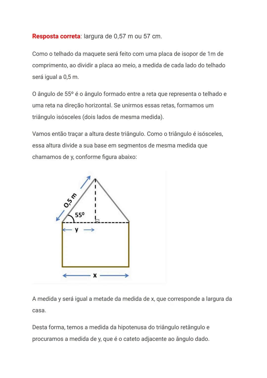 Resposta correta: 5 120 m de altura.
Vamos começar o exercício representando na figura a altura do avião. Para
isso, basta desenhar uma reta