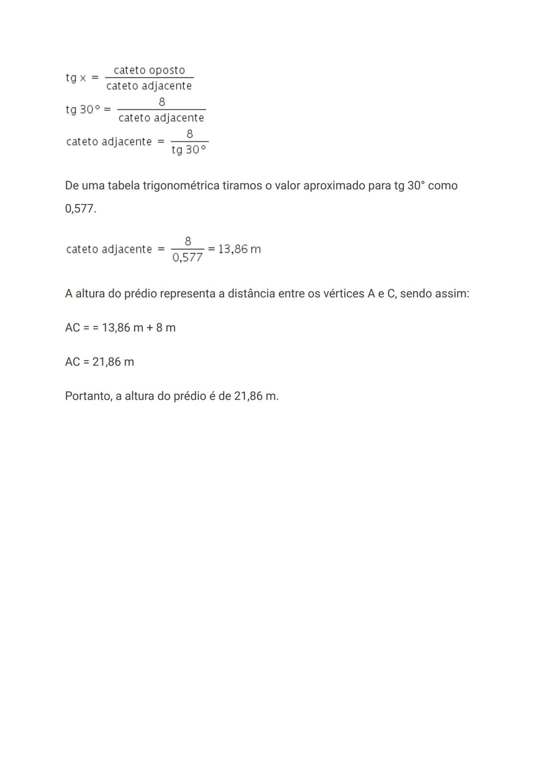 Resposta correta: 5 120 m de altura.
Vamos começar o exercício representando na figura a altura do avião. Para
isso, basta desenhar uma reta