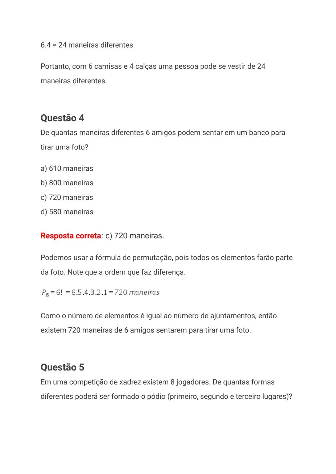 # Exercícios de Análise Combinatória
A análise combinatória apresenta métodos que nos permitem contar de
forma indireta o número de agrupam
