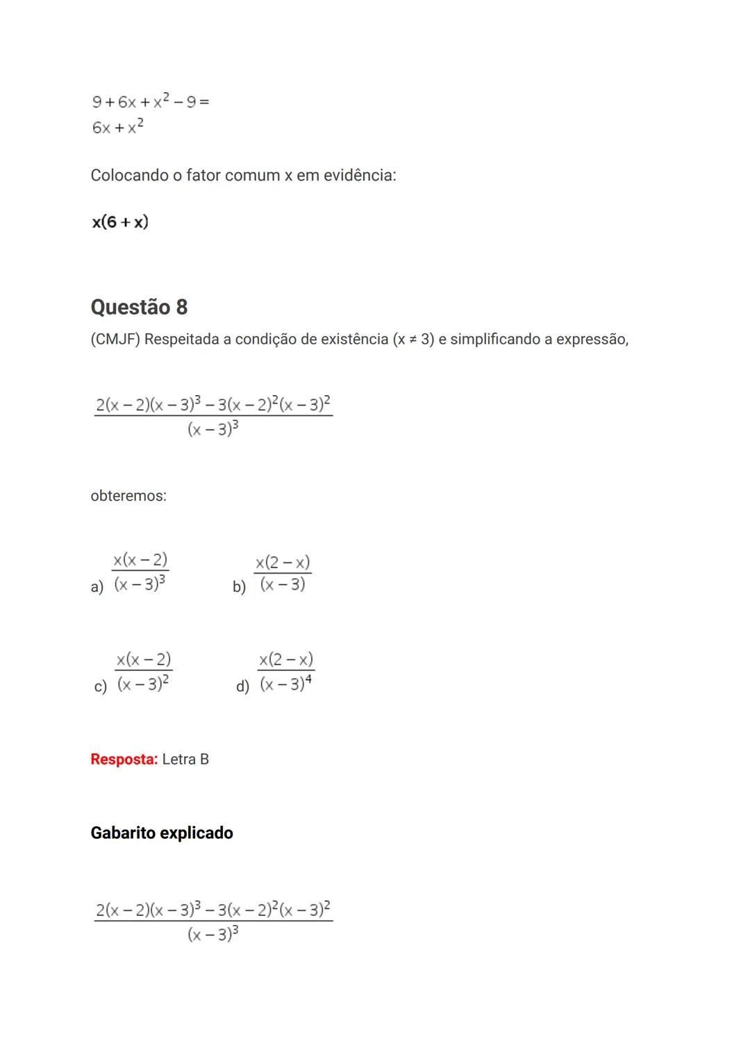 # Exercícios de fatoração de polinômios
resolvidos
A fatoração é utilizada na álgebra, geometria, análise numérica e diversos
campos da mate