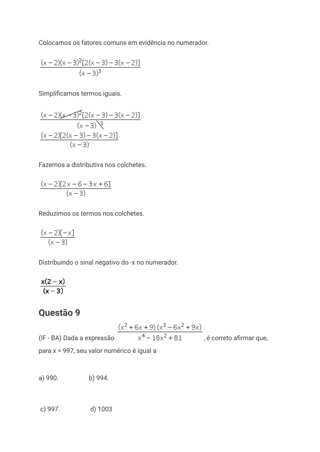 # Exercícios de fatoração de polinômios
resolvidos
A fatoração é utilizada na álgebra, geometria, análise numérica e diversos
campos da mate
