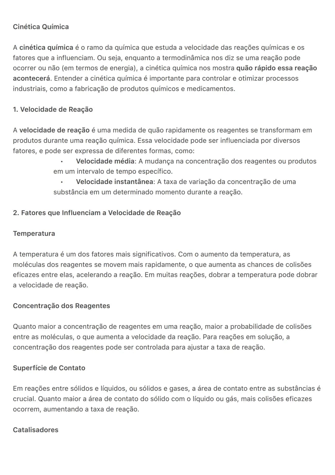 # Cinética Química
A cinética química é o ramo da química que estuda a velocidade das reações químicas e os
fatores que a influenciam. Ou s