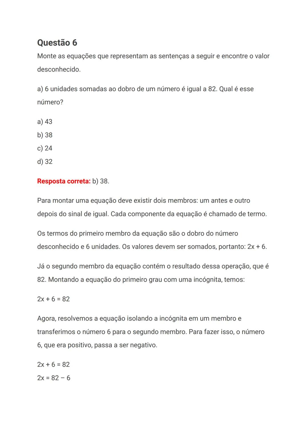 # Exercícios sobre equação do 1º grau com
uma incógnita
Uma equação do 1º grau com uma incógnita é aquela que pode ser escrita na
forma ax