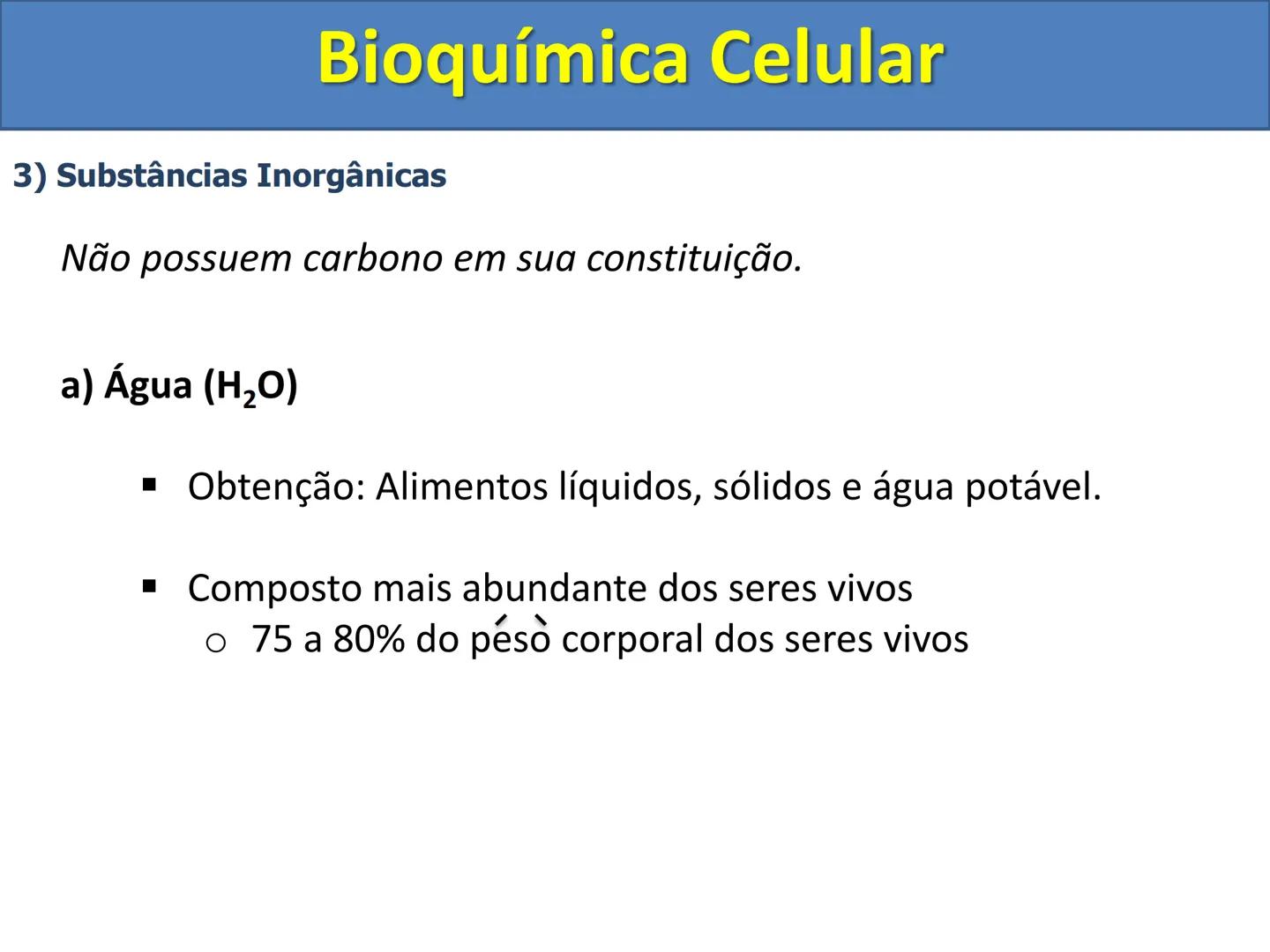 # Bioquímica Celular (Aulas 3, 4 e 5) # Bioquímica Celular
1) Introdução
A bioquímica celular é o ramo da biologia que estuda a composição