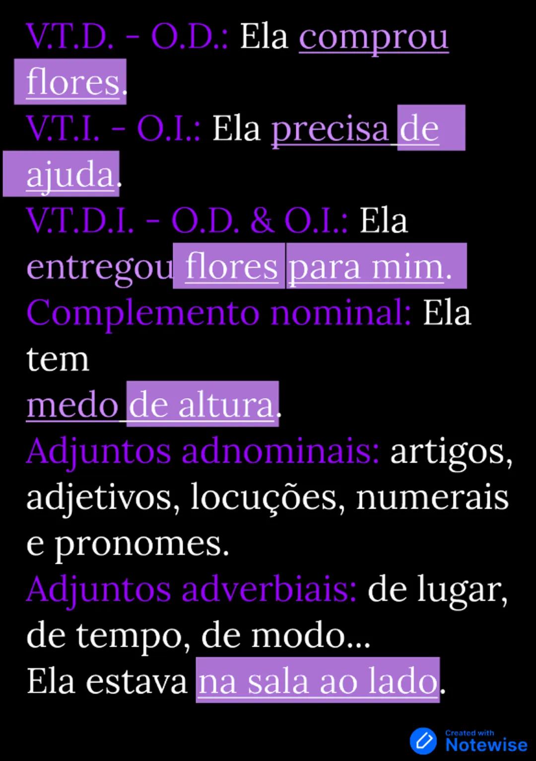 # ANÁLISE SINTÁTICA
Sujeito: - Simples: Ela
comprou flores.
- Composto: Ela e eu
compramos flores.
- Indeterminado: Compraram
flores.
- Ocul