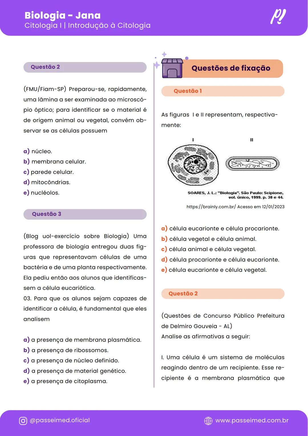# Biologia
---
**Citologia I** **Introdução à Citologia**
---
*passeimed!* Biologia - Jana
Citologia | | Introdução à Citologia
INTR