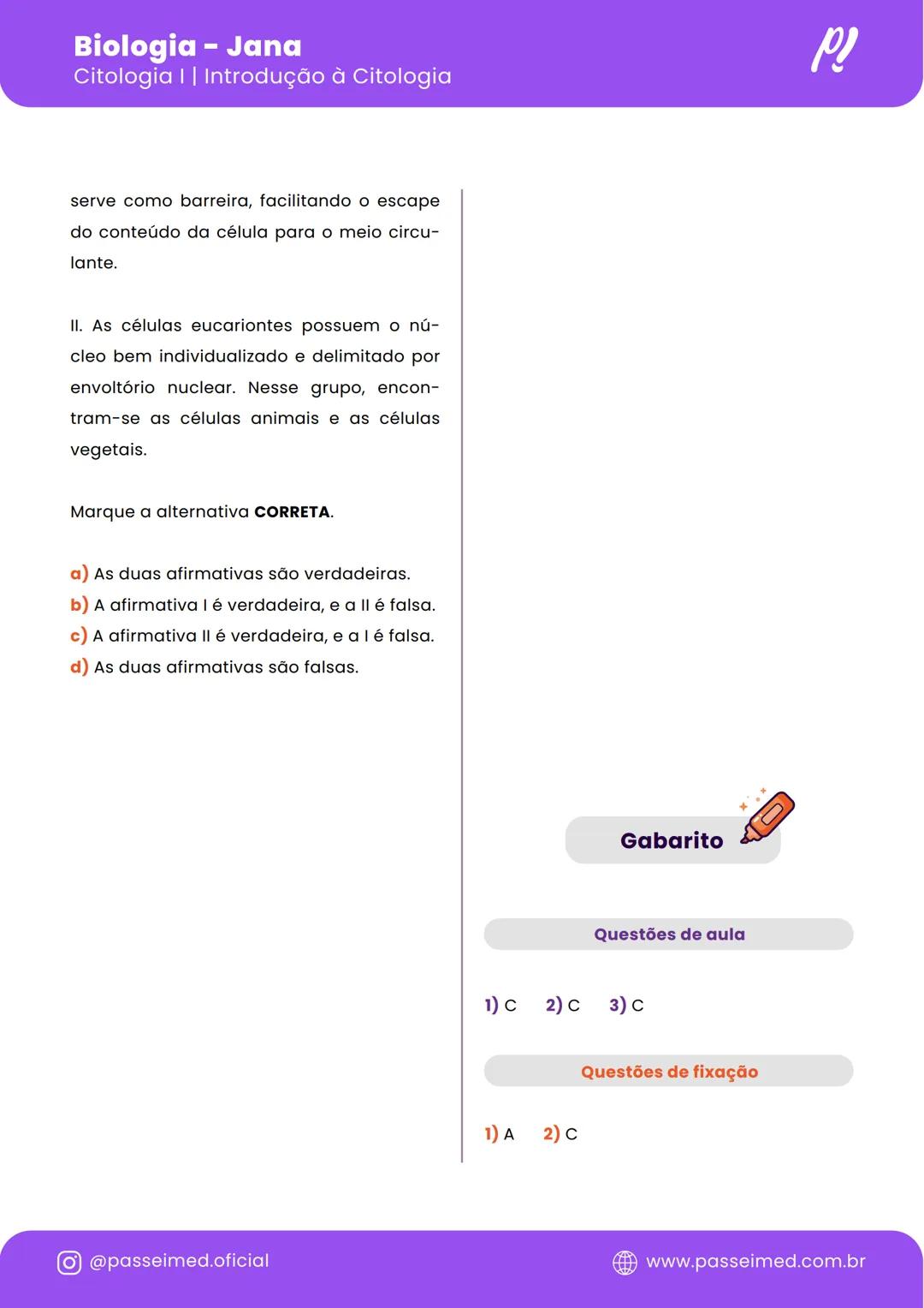 # Biologia
---
**Citologia I** **Introdução à Citologia**
---
*passeimed!* Biologia - Jana
Citologia | | Introdução à Citologia
INTR