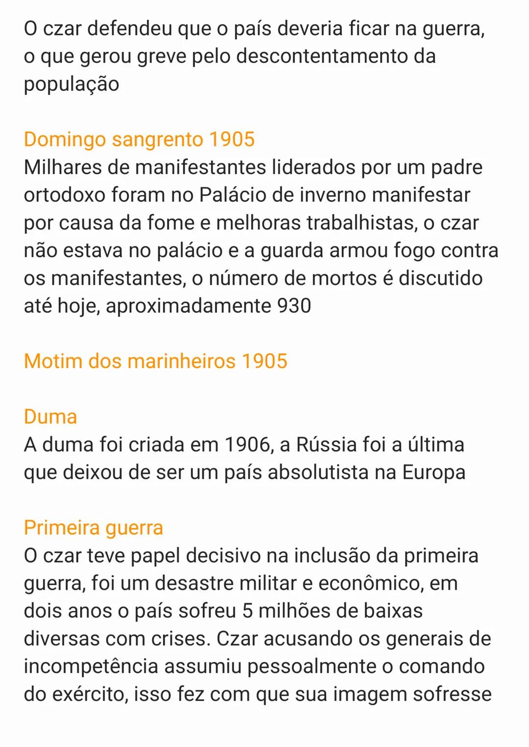 # Historia
Revolução russa, governo de czar e domingo
sangrento
Contexto histórico:
Servidão: A servidão foi abolida em 1861 pelo
cartógr