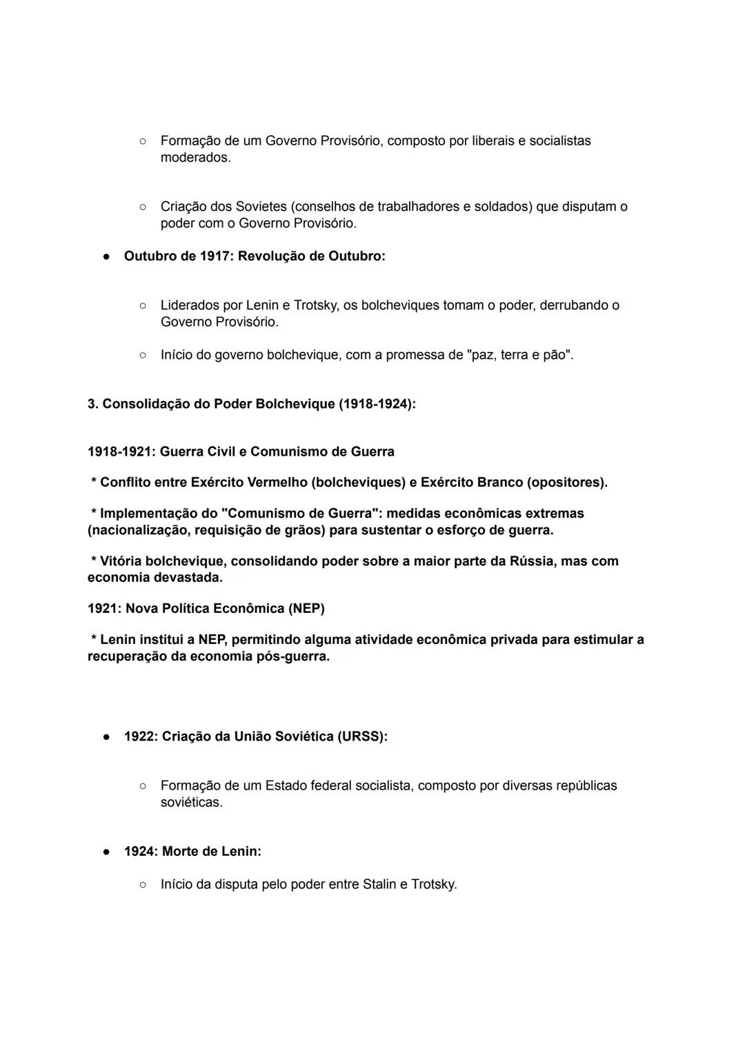 Revolução Russa
1. Antecedentes (até 1917):
* Final do século XIX e início do XX:
* Rússia Imperial sob o regime autocrático do Cz