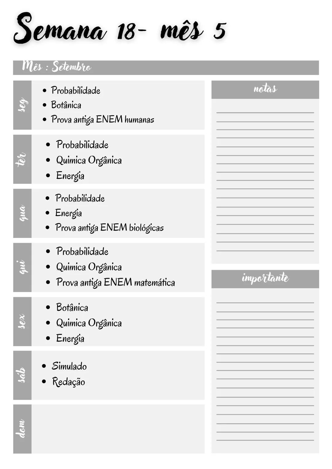 # Cronograma enem
INTENSIVO 2024 Olá gente, tudo bem?
Me chamo Ana Caroline, tenho 18 anos e sou
estudante de medicina ! Criei esse cronog