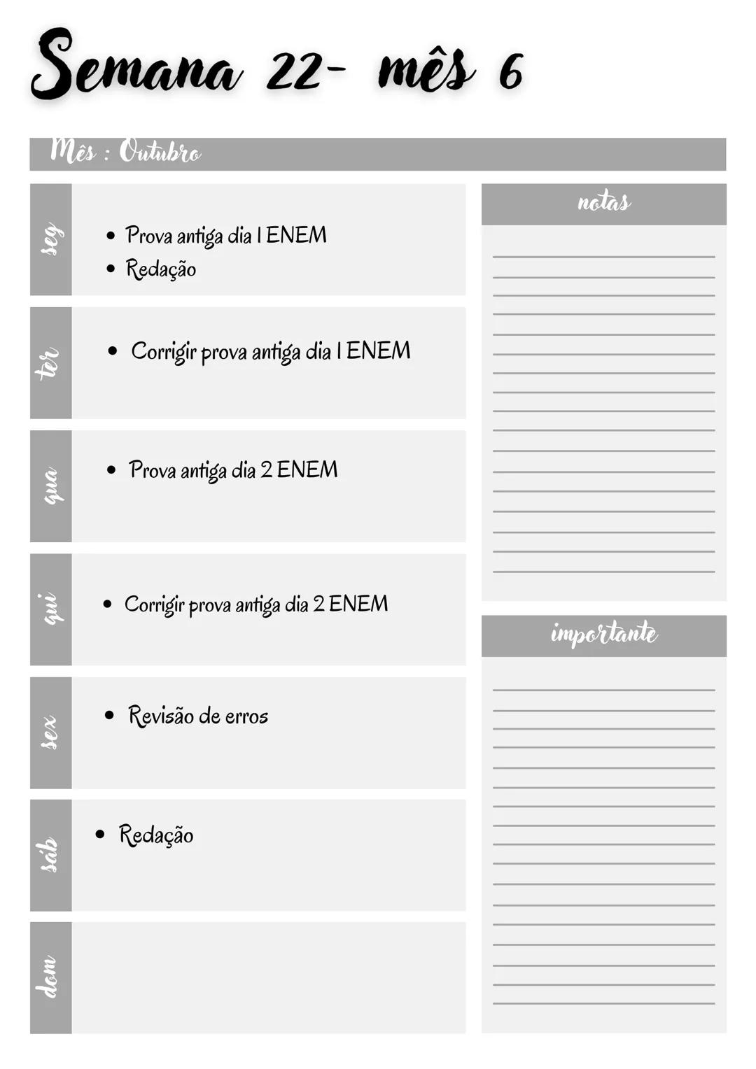 # Cronograma enem
INTENSIVO 2024 Olá gente, tudo bem?
Me chamo Ana Caroline, tenho 18 anos e sou
estudante de medicina ! Criei esse cronog