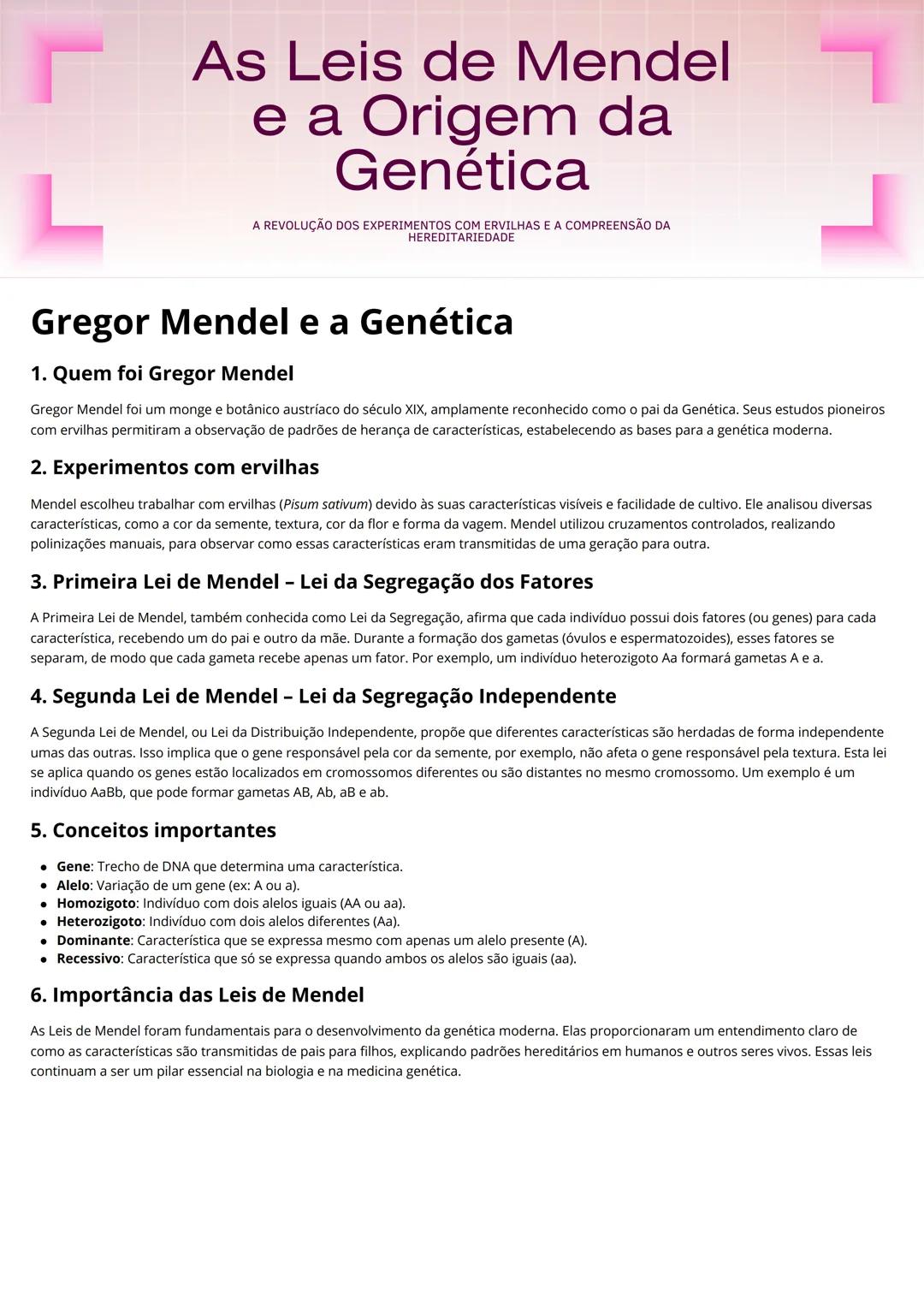 # As Leis de Mendel
e a Origem da
Genética
A REVOLUÇÃO DOS EXPERIMENTOS COM ERVILHAS E A COMPREENSÃO DA
HEREDITARIEDADE
# Gregor Mendel e