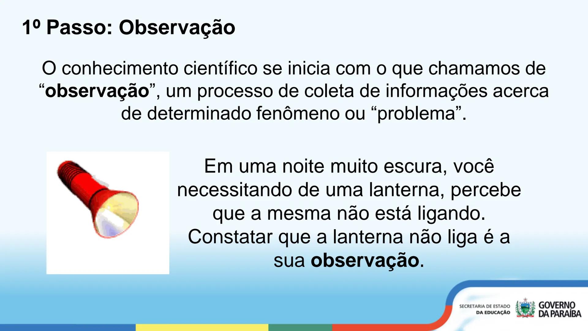 # O MÉTODO CIENTÍFICO
Ensino Médio - 1ª Série
SECRETARIA DE ESTADO
DA EDUCAÇÃO
GOVERNO
DA PARAÍBA # OBJETIVOS DE APRENDIZAGEM
* Compre